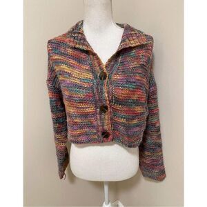 Urban Outfitters BDG - Collared Knit Cardigan Crop Top in Multicolor Size M